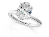 White gold Oval Cut Diamond Solitaire Ring with Thin Band and Prong Setting_13