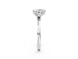 White gold Oval Cut Diamond Solitaire Ring with Thin Band and Prong Setting_14