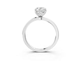 White gold Oval Cut Diamond Solitaire Ring with Thin Band and Prong Setting_15