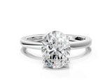 White gold Oval Cut Diamond Solitaire Ring with Thin Band and Prong Setting_36