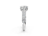 White gold Oval Cut Diamond Solitaire Ring with Three-Row Pavé Band and Four-Prong Setting_47