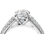 White gold Oval Cut Diamond Solitaire Ring with Three-Row Pavé Band and Four-Prong Setting_49