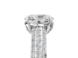 White gold Oval Cut Diamond Solitaire Ring with Three-Row Pavé Band and Four-Prong Setting_50