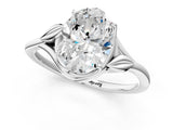 White gold Oval Cut Diamond Solitaire Ring with Twist Band and Four-Prong Setting_76