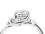 White gold Oval Cut Diamond Solitaire Ring with Twist Band and Four-Prong Setting_79