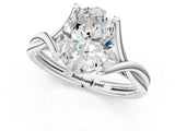 White gold Oval Cut Diamond Solitaire Twist Band Prong Setting Ring_80