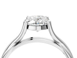 White gold Oval Cut Diamond Solitaire Twist Band Prong Setting Ring_83