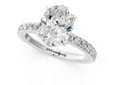 White gold Oval Cut Diamond Solitaire with Pave Band and Four-Prong Setting 1