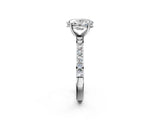 White gold Oval Cut Diamond Solitaire with Pave Band and Four-Prong Setting 2