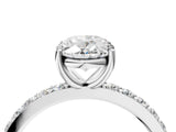 White gold Oval Cut Diamond Solitaire with Pave Band and Four-Prong Setting 4