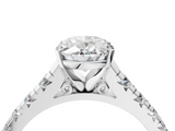 Silver 2.03 Carat F VS1 Oval Cut Diamond Solitaire with Pave Band and Four-Prong Setting