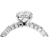 White gold Oval Cut Diamond Solitaire with Side Stones, Pave Band, Four-Prong Setting_513