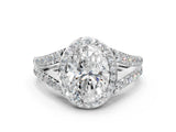 White gold Oval Cut Diamond Split Shank Halo Ring with Four-Prong Setting_68