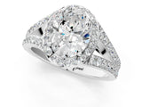 White gold Oval Cut Diamond Split Shank Halo Ring with Four-Prong Setting_69