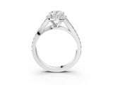 White gold Oval Cut Diamond Split Shank Halo Ring with Four-Prong Setting_71