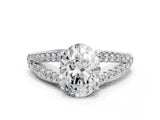White gold Oval Cut Diamond Split Shank Pavé Engagement Ring with Four-Prong Setting_72