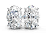 Silver 3.11 Carat D VVS2 Oval Diamond Stud Earrings