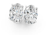 Silver 3.11 Carat D VVS2 Oval Diamond Stud Earrings