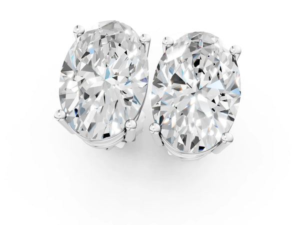 Platinum Oval Cut Diamond Stud Earrings