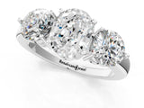 White gold Oval Cut Diamond Three-Stone Ring with Prong Setting and Classic Band_114