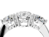 White gold Oval Cut Diamond Three-Stone Ring with Prong Setting and Classic Band_116