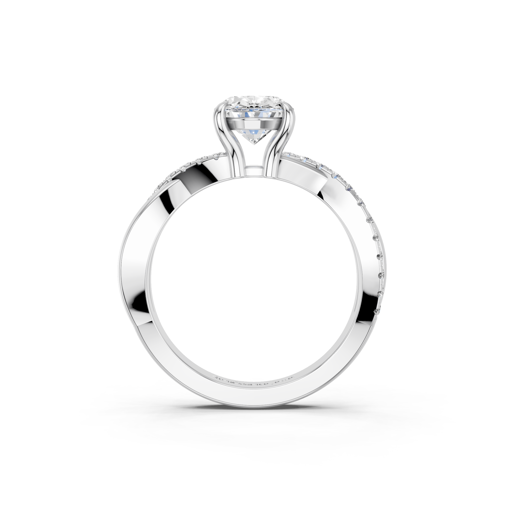 White gold Oval Cut Diamond Twist Band Solitaire with Prong Setting_29
