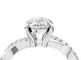 White gold Oval Cut Diamond Twist Band Solitaire with Prong Setting_74