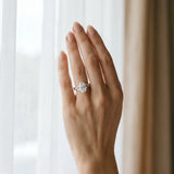 White gold Oval Cut Diamond Twisted Band Engagement Ring with Prong Setting_12
