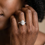 White gold Oval Cut Diamond Twisted Band Engagement Ring with Prong Setting_14