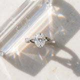 White gold Oval Cut Diamond Twisted Band Engagement Ring with Prong Setting_15