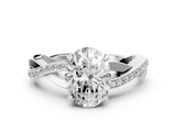White gold Oval Cut Diamond Twisted Band Engagement Ring with Prong Setting_39