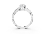 White gold Oval Cut Diamond Twisted Band Engagement Ring with Prong Setting_42