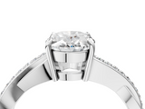 White gold Oval Cut Diamond Twisted Band Engagement Ring with Prong Setting_43