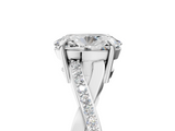 White gold Oval Cut Diamond Twisted Band Engagement Ring with Prong Setting_44