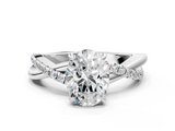White gold Oval Cut Diamond Twisted Band with Pavé Setting and Four-Prong Setting_55