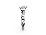 White gold Oval Cut Diamond Twisted Band with Pavé Setting and Four-Prong Setting_57