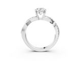 White gold Oval Cut Diamond Twisted Band with Pavé Setting and Four-Prong Setting_58