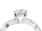 White gold Oval Cut Diamond Twisted Band with Pavé Setting and Four-Prong Setting_58
