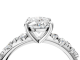 White gold Oval Cut Diamond Vine Band with Four-Prong Setting_50