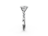White gold Oval Cut Diamond Vine Band with Four-Prong Setting_55