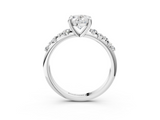 White gold Oval Cut Diamond Vine Band with Four-Prong Setting_56