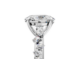 White gold Oval Cut Diamond Vine Band with Four-Prong Setting_58