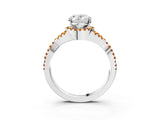 White gold Oval Cut Diamond with Citrine side stone Halo Twist Band Solitaire Prong Setting Ring_15
