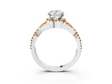White gold Oval Cut Diamond with Citrine side stone Halo Twist Band Solitaire Prong Setting Ring_39