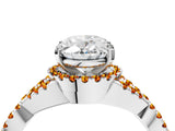 White gold Oval Cut Diamond with Citrine side stone Halo Twist Band Solitaire Prong Setting Ring_40