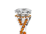 White gold Oval Cut Diamond with Citrine side stone Halo Twist Band Solitaire Prong Setting Ring_41