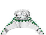 White gold Oval Cut Diamond with Emerald side stone Halo Twist Band Solitaire Prong Setting Ring_40