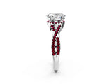 White gold Oval Cut Diamond with Garnet side stone Halo Twist Band Solitaire Prong Setting Ring_14