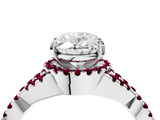 White gold Oval Cut Diamond with Garnet side stone Halo Twist Band Solitaire Prong Setting Ring_16