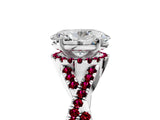 White gold Oval Cut Diamond with Garnet side stone Halo Twist Band Solitaire Prong Setting Ring_17